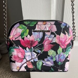 Steve Madden Black and Pink Floral Crossbody Bag